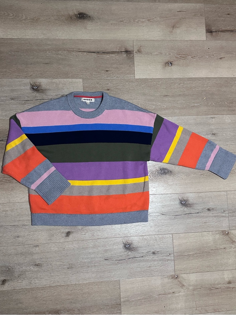 Boden Multicolor Stripe Crewneck Sweater